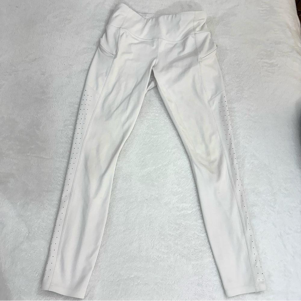 Athleta White High-Waist Active Leggings with Side Perforation - Women’s XS